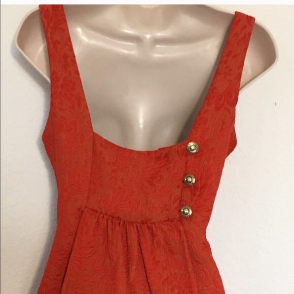 Orange Embossed Floral Anthropologie Dress - Picture 3 of 4