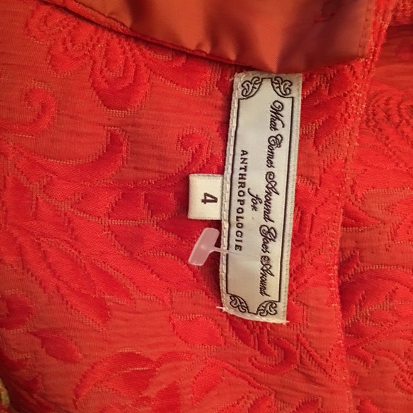 Orange Embossed Floral Anthropologie Dress - Picture 4 of 4