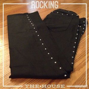 H&M pyramid stud light wax jeans