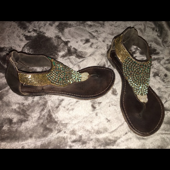Leather & Suede Beaded Steve Madden Sandals