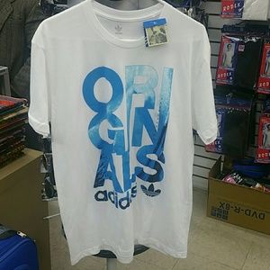 Blue and white addias shirt
