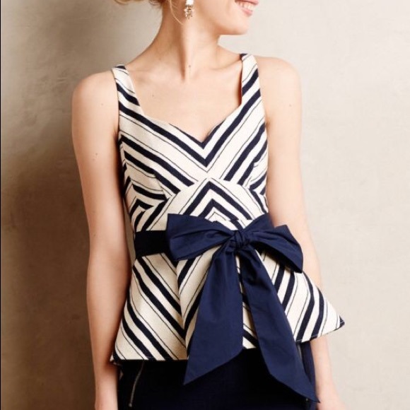 Anthropologie Maeve Stripe Peplum Tank - Picture 1 of 3