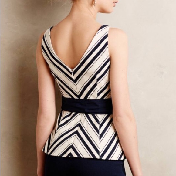 Anthropologie Maeve Stripe Peplum Tank - Picture 3 of 3