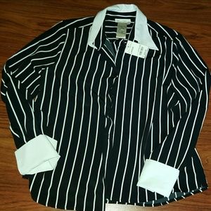 1 day sale - NWT black stripe button down shirt