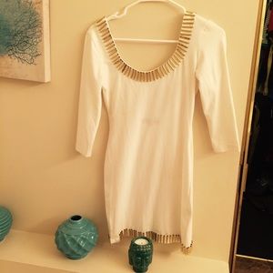 White Bodycon Minner gold embellishments trim