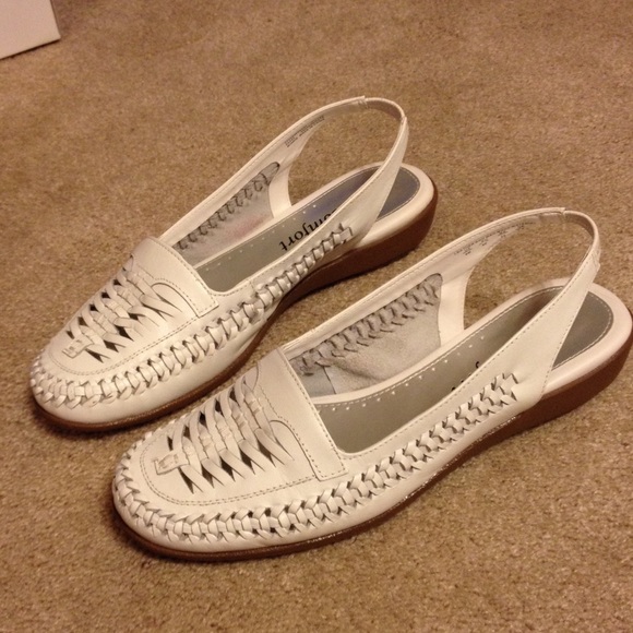 White open back loafers