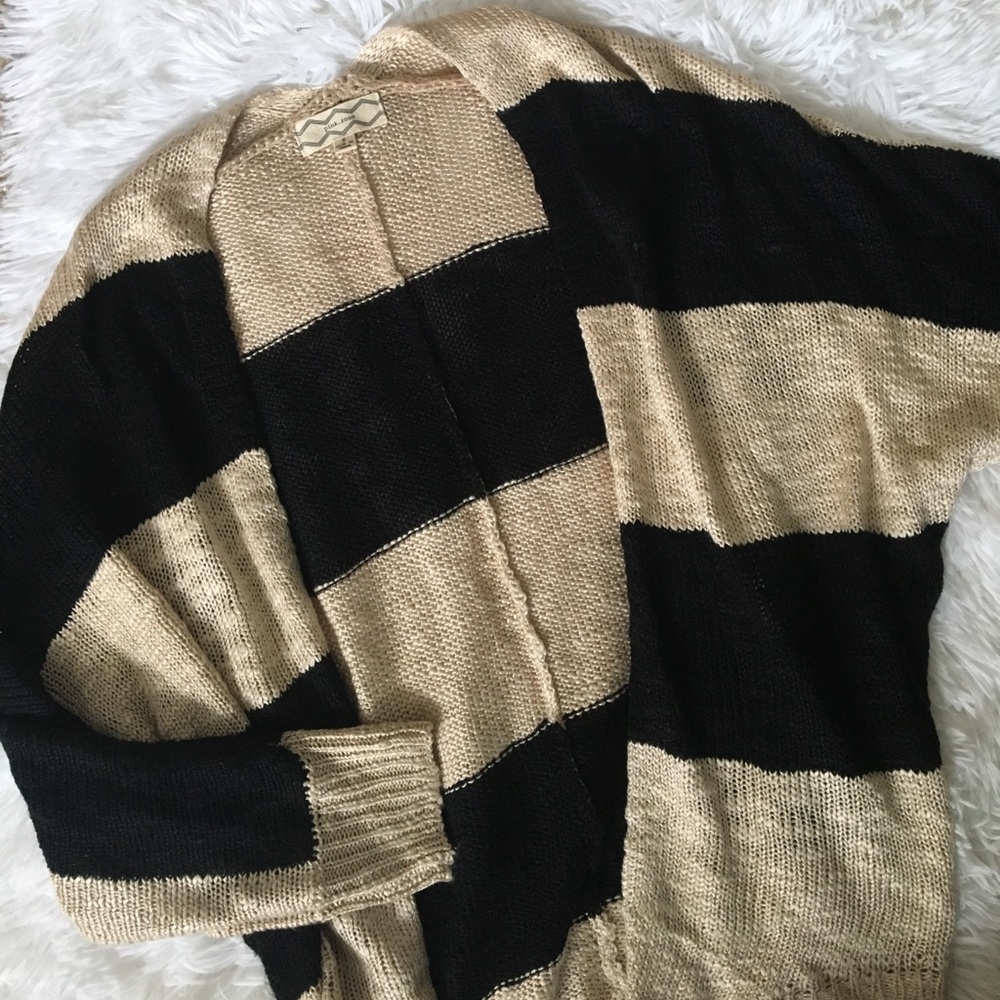 Black and Tan striped open cardigan