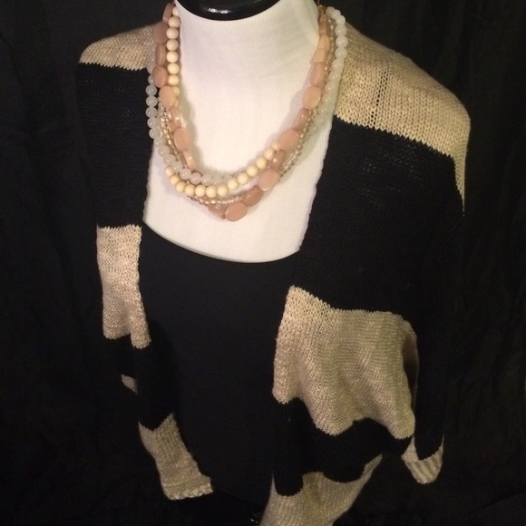 Black and Tan striped open cardigan - Picture 3 of 5