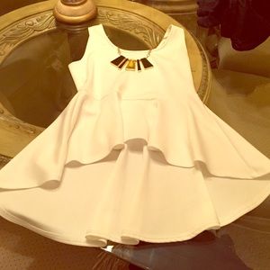 White Peplum Top w/ Jeweled accessory attached