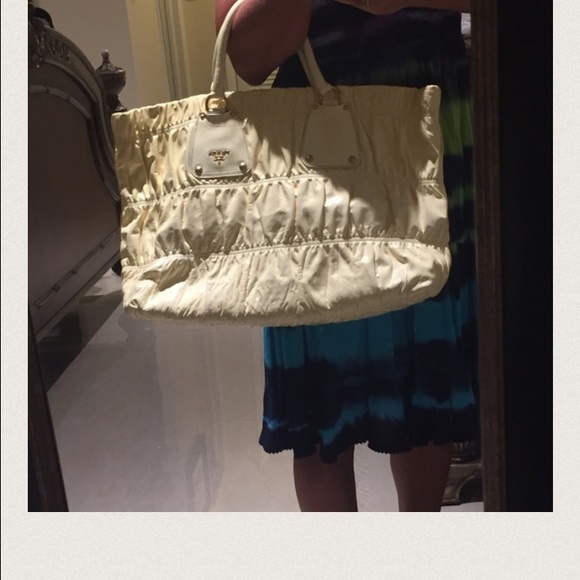 Off white-white with authentic  leather Prada bag!