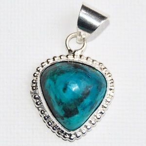 925 silver plated natural Chrysocolla pendant