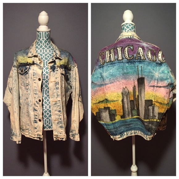 Jackets & Blazers - Chicago Skyline Jean Jacket