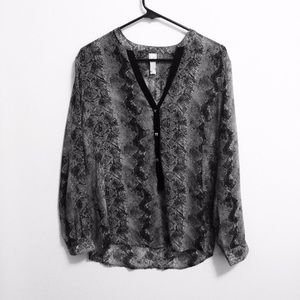Francesca's Sheer Snake Print Blouse