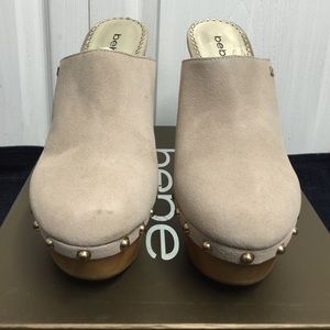 Bebe suede clogs