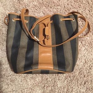 Fendi striped drawstring bag