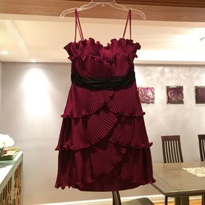 Max & Cleo Pleated Dress in Wine with original tag