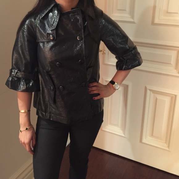 Topshop black patent jacket