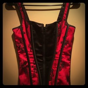Red and Black Lace up Corset