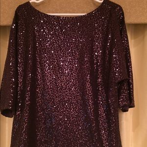Tibi- purple sequin, low cut back shirt