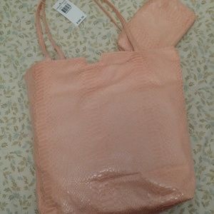 CARLOS FALCHI Patent Snake Microfiber Tote(Pink)