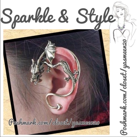 Gold tone dragon earring/cuff