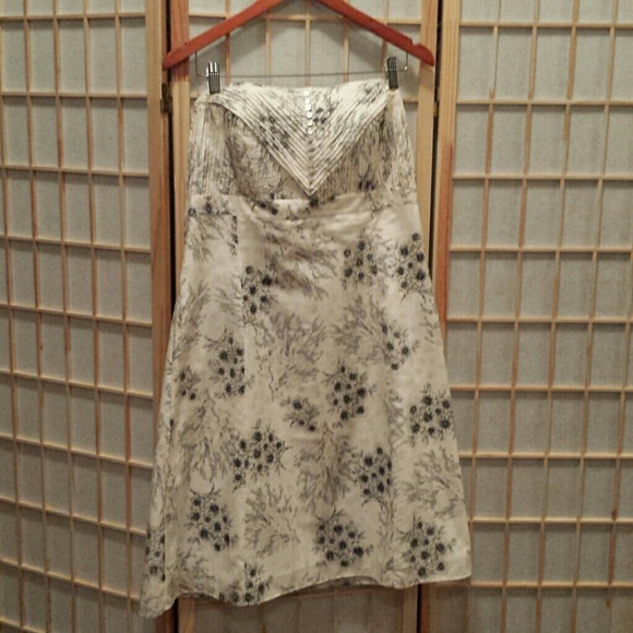 Strapless White Floral Dress