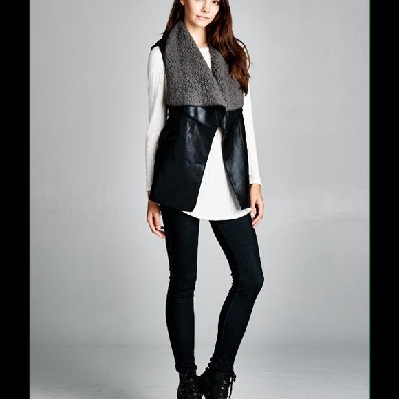 Black vegan leather  vest! - Picture 3 of 3