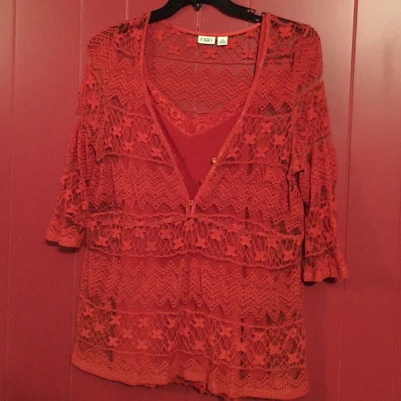 Burnt orange lace top - Picture 1 of 4