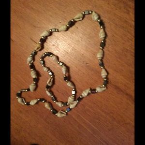Handmade Shell Bracelet and Necklace Set.