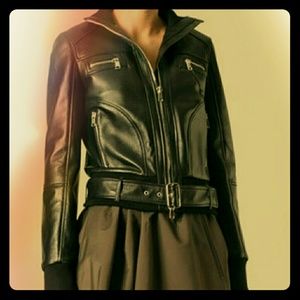 Alexander McQueen Leather Bomber Jacket in Oxblood