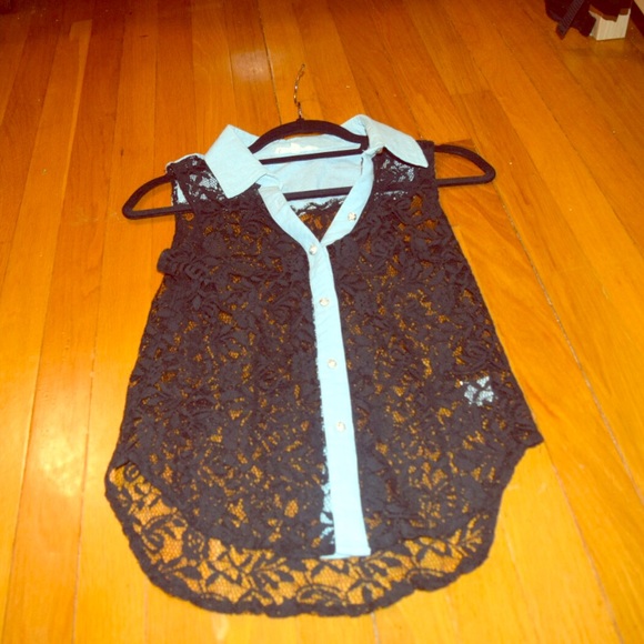 Floral Lace Denim Top