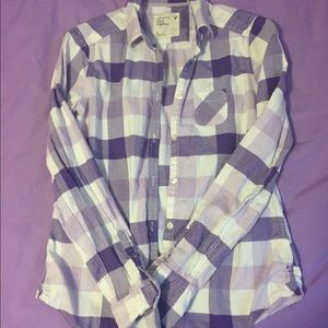American Eagle plaid purple flannel