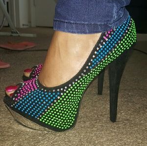 Size 8 ~ Fluorescent Colored Platform Pumps