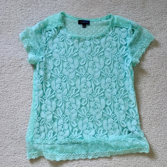 Sheer mint lace top