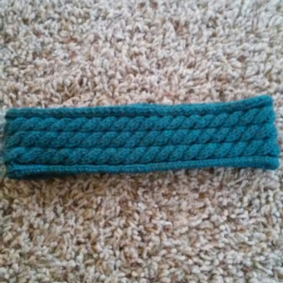 Hand knit turquoise headband