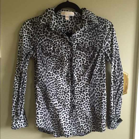 MICHAEL Michael Kors 100% cotton leopard buttontop