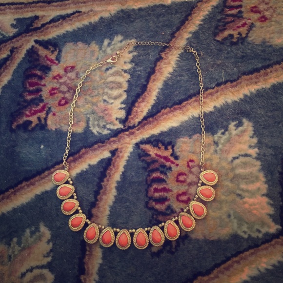 J. Crew necklace. Coral and gold