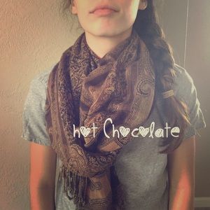 ☕️Paisley Brown Scarf w/ fringe