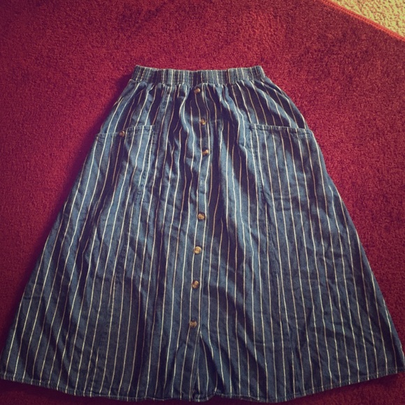Vintage denim knee length skirt