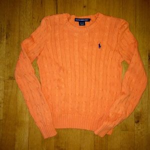 Orange cable knit sweater