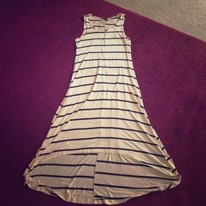 NWT Cream & black striped high low maxi