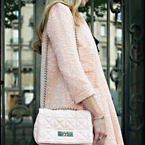 Zara basic pink tweed jacket