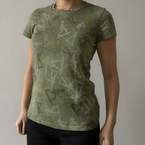 Army camo green short sleeve T-shirt