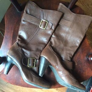 Brown Leather Heel Boots