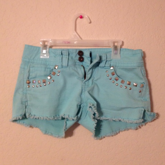 Blue studded shorts