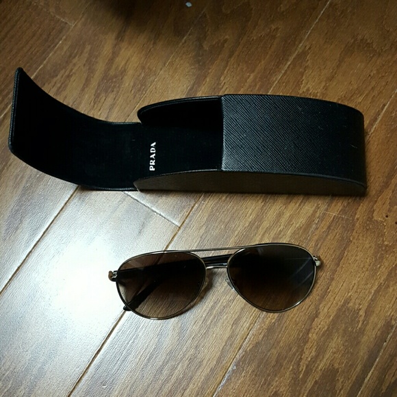 PRADA gold/tortoise aviator sunglasses