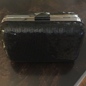 BCBGMaxAzria Black Sequin Clutch