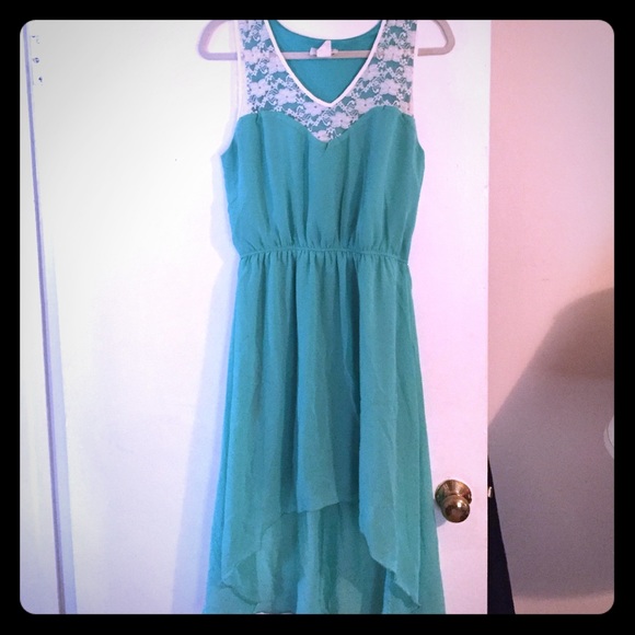 Teal, hi-low dress