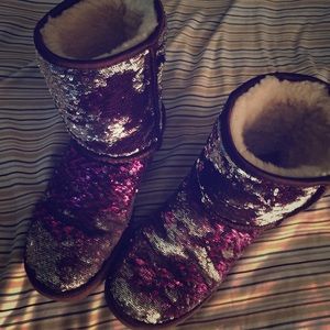 Purple sparkly UGG boots