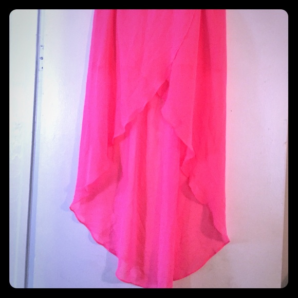 Hot pink hi-low sheer skirt